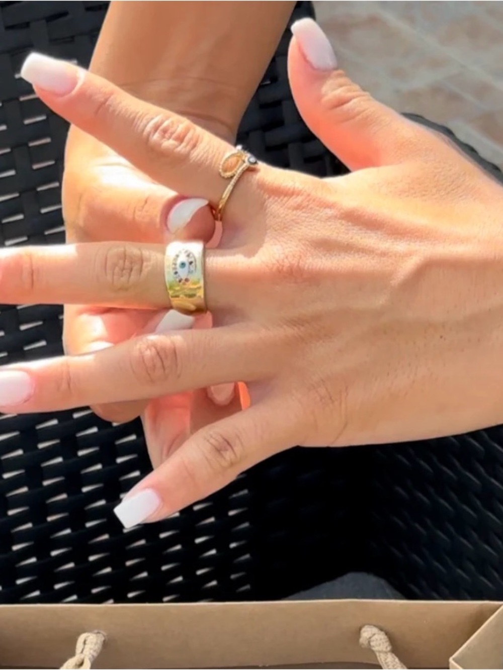 18k Gold Plated Multicolour CZ Eye Adjustable Band Ring. New. - Picture 6 of 10